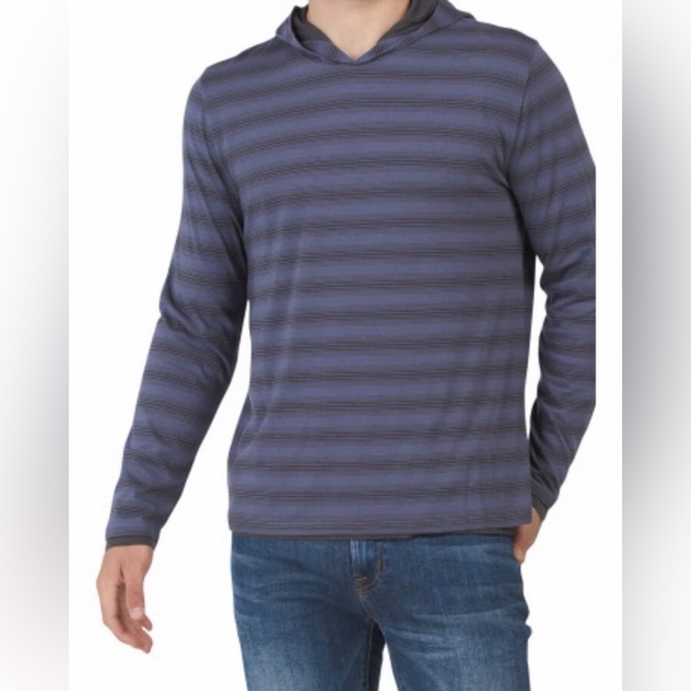 VINCE Blue Double Layer Pima Cotton/Modal Pullover Hoodie Size M PERU $165
